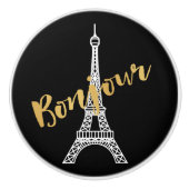 Elegant Bonjour Eiffel Tower Keramische Knop (Voorkant)