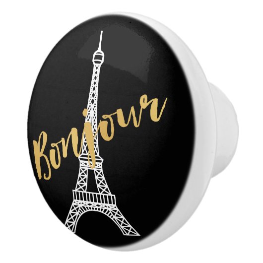 Elegant Bonjour Eiffel Tower Keramische Knop (Rechts)
