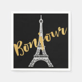 Elegant Bonjour Eiffel Tower Paper Servet (Voorkant)