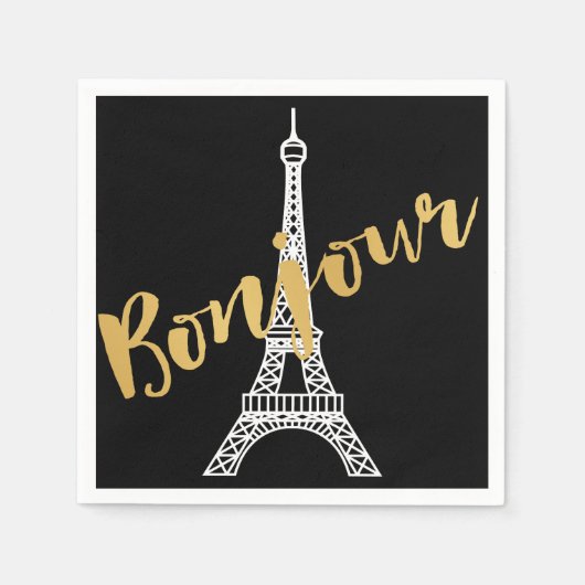 Elegant Bonjour Eiffel Tower Paper Servet (Voorkant)