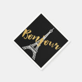 Elegant Bonjour Eiffel Tower Paper Servet (Hoek)