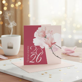 Elegant Bonne Année 2026 Floral Card Notitiekaartje