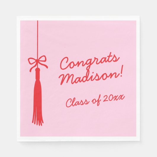 Elegant Boog Afstudeerder Tassel Roze Rood 2025 Af Servet (Voorkant)