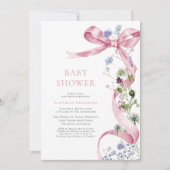 Elegant boog lint Wildflower roze Baby shower Kaart (Voorkant)