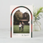 Elegant boog moderne feestdagen Kerst fotokaart Feestdagenkaart (Staand voorkant)