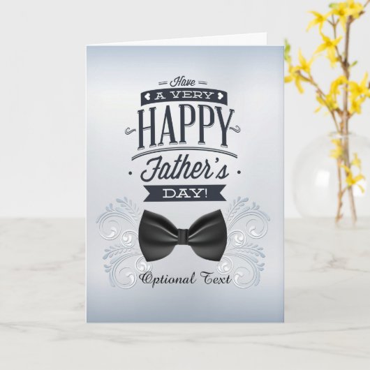 Elegant boog Stropdas en wervelingen-happy Vaderda Kaart (Gele Bloem)