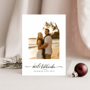 Elegant boogschrift Mele Kalikimaka Pas getrouwd F Feestdagenkaart