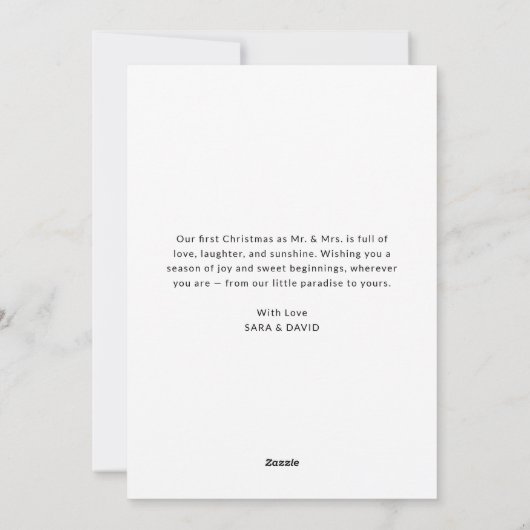 Elegant boogschrift Mele Kalikimaka Pas getrouwd F Feestdagenkaart (Achterkant)