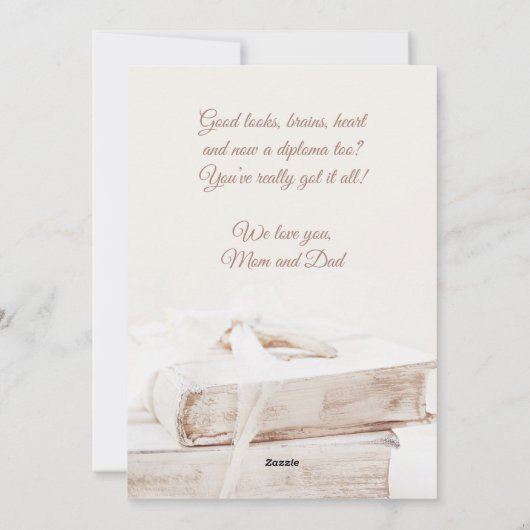 Elegant Book Stack Gefeliciteerd Afstuderen Feestdagenkaart (Achterkant)