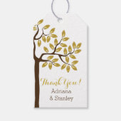 Elegant boom met gouden folie verlaat moderne brui cadeaulabel (Voorkant)