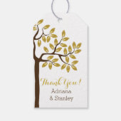 Elegant boom met gouden folie verlaat moderne brui cadeaulabel (Achterkant)
