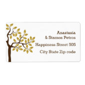 Elegant boom met gouden folie verlaat moderne brui etiket (Voorkant)