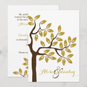 Elegant boom met gouden folie verlaat moderne brui kaart (Voorkant / Achterkant)