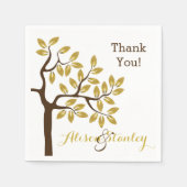 Elegant boom met gouden folie verlaat moderne brui servetten (Voorkant)