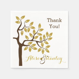 Elegant boom met gouden folie verlaat moderne brui servetten