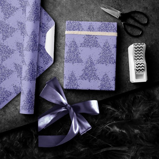 Elegant boompatroon | Charmante Lavendel Kerstmis Cadeaupapier