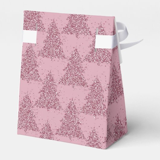 Elegant boompatroon | Dusty Mauve Pink Christmas Bedankdoosjes (Achterkant)