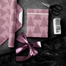 Elegant boompatroon | Dusty Mauve Pink Christmas Cadeaupapier