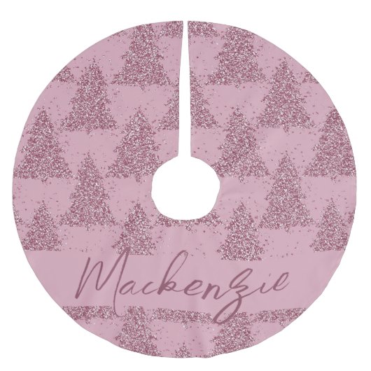 Elegant boompatroon | Dusty Mauve Pink Custom Kerstboom Rok (Voorkant)