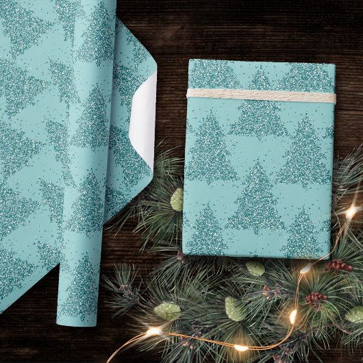 Elegant boompatroon | Luxe Aqua Mint Kerstmis Cadeaupapier