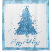 Elegant boompatroon | Luxe Aqua Mint Kerstmis Douchegordijn (Voorkant)