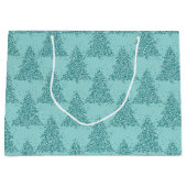 Elegant boompatroon | Luxe Aqua Mint Kerstmis Groot Cadeauzakje (Voorkant)