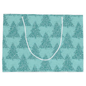 Elegant boompatroon | Luxe Aqua Mint Kerstmis Groot Cadeauzakje (Achterkant)