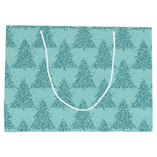 Elegant boompatroon | Luxe Aqua Mint Kerstmis Groot Cadeauzakje (Achterkant)