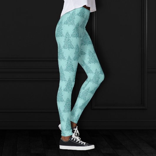 Elegant boompatroon | Luxe Aqua Mint Kerstmis Leggings