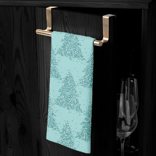 Elegant boompatroon   Luxe Aqua Mint Kerstmis Theedoek