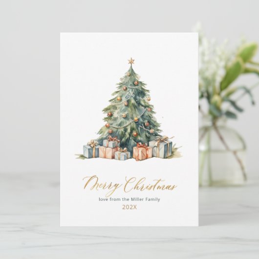 Elegant boomscript niet-foto kerst Kaarten (Staand voorkant)