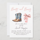 Elegant Boots and Bows Pink Girl Baby Shower Kaart (Voorkant)