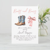 Elegant Boots and Bows Pink Girl Baby Shower Kaart (Staand voorkant)