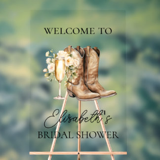 Elegant Boots & Bubbly Vrijgezellenfeest Welkomstb Acryl Bord