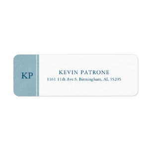 Elegant Bord blauw   Blauwe minimalistische tekst Etiket