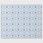 Elegant Bord blauw bloemmotief Cadeaupapier (Vlak)