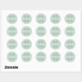 Elegant Bord Blauw en Groen Waterverf Groen Ronde Sticker (Vel)