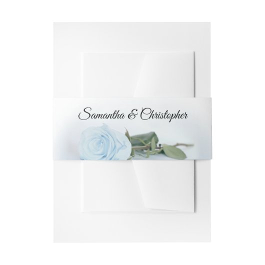 Elegant Bord Blauw Roos Eenvoudige Glam Bruiloft Uitnodigingen Wikkel (Voorkant Voorbeeld)