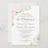 Elegant Bord Blush Peach Floral Formal Bruiloft Kaart (Voorkant)