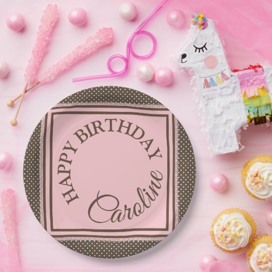 Elegant Bord bruin en roze papier (Feest)