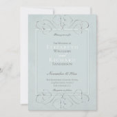 Elegant Bord Dusty Blue Romantic Wedding Kaart (Voorkant)