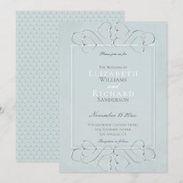 Elegant Bord Dusty Blue Romantic Wedding Kaart