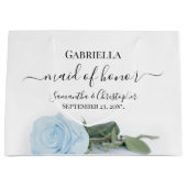 Elegant Bord Dusty Blue Roos Maid of Honor Wedding Groot Cadeauzakje (Voorkant)