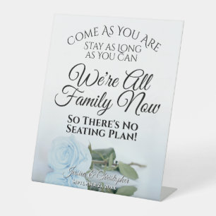 Elegant Bord Dusty Blue Roos Open Seating Wedding Reclamebord Met Voetstuk