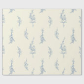 Elegant Bord geel en staalblauw botanisch Cadeaupapier (Vlak)