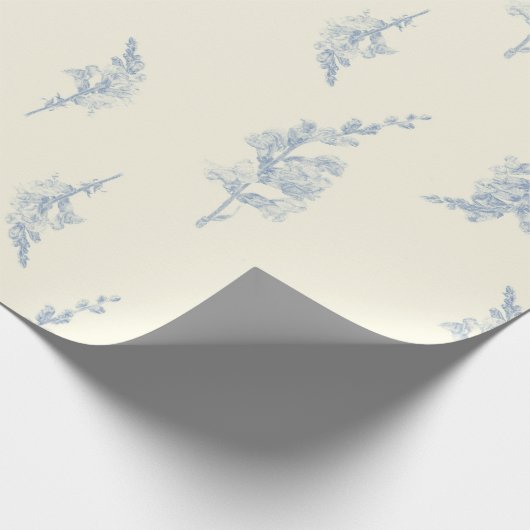 Elegant Bord geel en staalblauw botanisch Cadeaupapier (Hoek)