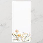 Elegant Bord Geel Waterverf Wildflowers Bruiloft Menu (Achterkant)