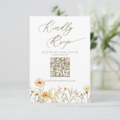Elegant Bord Geel Waterverf Wildflowers Bruiloft RSVP Kaartje (Staand voorkant)
