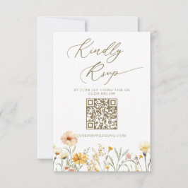 Elegant Bord Geel Waterverf Wildflowers Bruiloft RSVP Kaartje