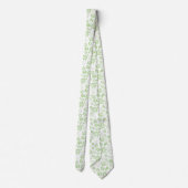 Elegant Bord Lime Green en White Tropical Flowers Stropdas (Achterkant)